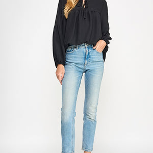 Black Solid baby doll top
