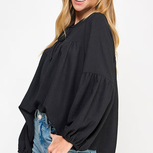 Black Solid baby doll top