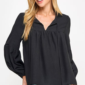 Black Solid baby doll top