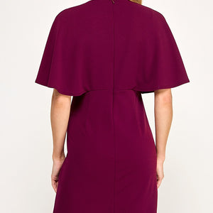 Wine Solid cape dress