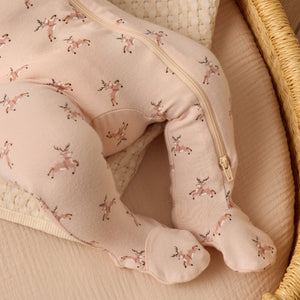 Reindeer Bamboo Zip Footie