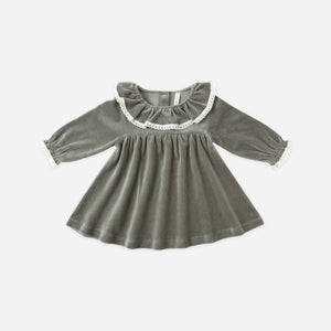 Velour Baby Dress || Forest