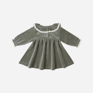 Velour Baby Dress || Forest