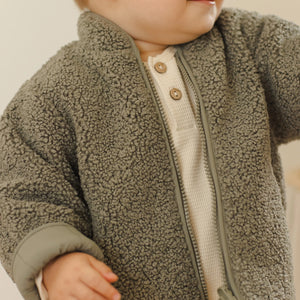 Shearling Zip Jacket || Forest