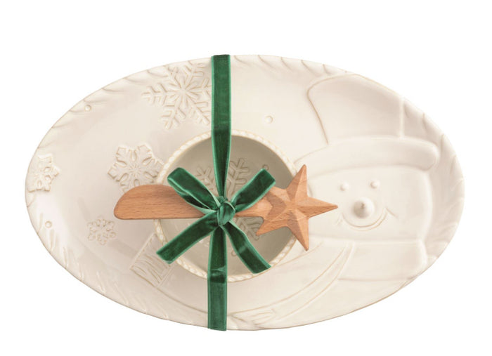 SNOWMAN TRAY & DIP SET