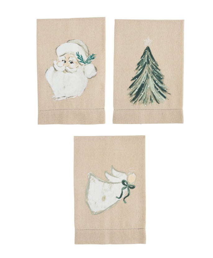 WHITE CHRISTMAS PAINTED TOWELS