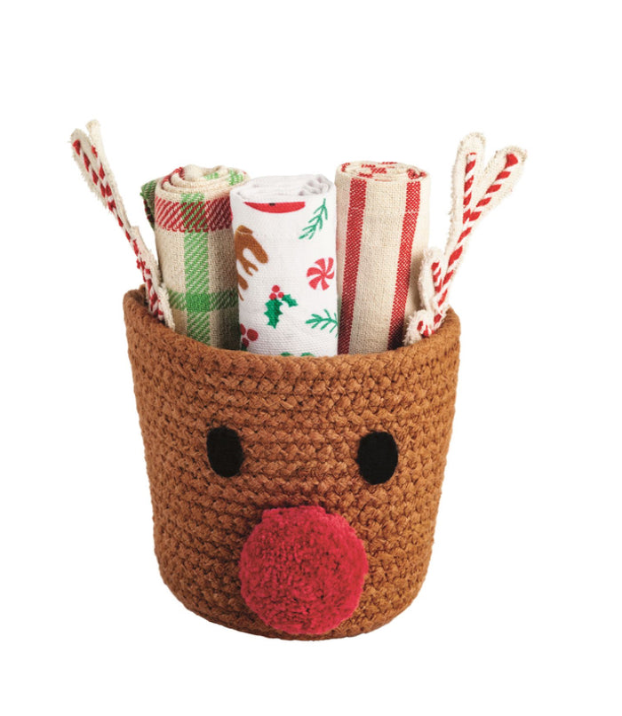 REINDEER BASKET TOWEL SET