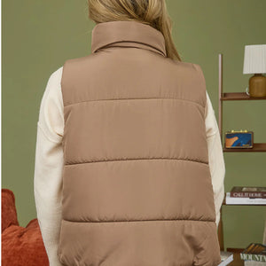SOLID ZIP UP PUFFER VEST