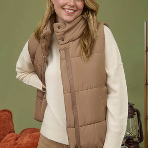 SOLID ZIP UP PUFFER VEST
