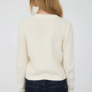 CREAM GOLD BUTTON DOWN POCKET DETAIL KNIT CARDIGAN