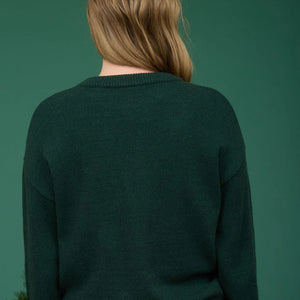 HUNTER MERRY TINSEL GRAPHIC CREW NECK PULLOVER SWEATER