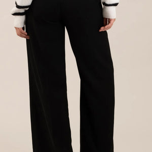 Black HIGH WAIST WIDE LEG PLEATED DRESS PANTS