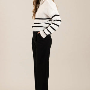 Black HIGH WAIST WIDE LEG PLEATED DRESS PANTS