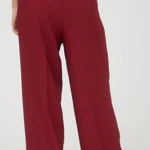HIGH WAIST PLEATED WIDE LEG DRESS PANTS BURGUNDY