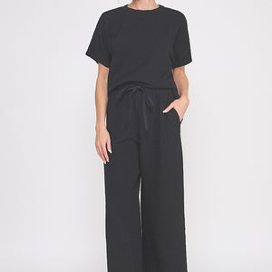 Jacquard Knit High Waist Wide Leg Pants