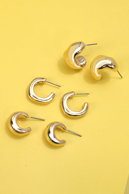 Bubbly Mini Huggie Hoop Trio Earrings