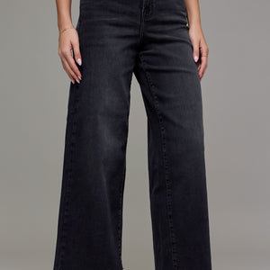 Black Clean Cropped Wide Leg