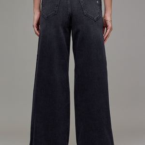 Black Clean Cropped Wide Leg