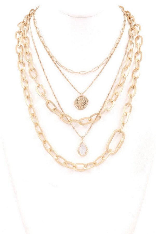 Metal chain layered necklace