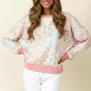 Triangle Oversized Long Sleeve Patchwork Top