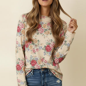 Floral mock neck top