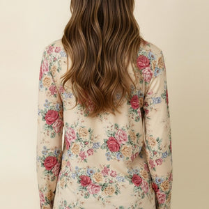 Floral mock neck top