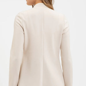 Oatmeal NOTCH COLLAR LONG SLEEVE LONG LINE BLAZER