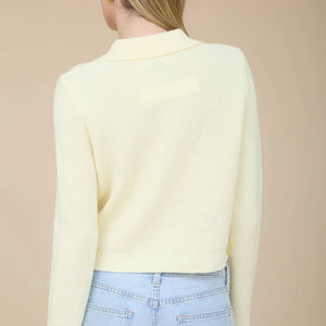 BUTTER YELLOW COLLARED BUTTON DOWN LONG SLEEVE KNIT CARDIGAN