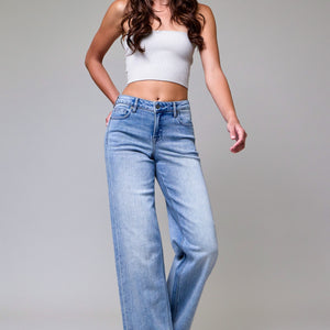 Light Wash Clean Stretch Mid Rise Dad Jean