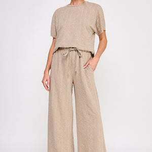 Oat Cotton Blend Jacquard Knit Ss Top