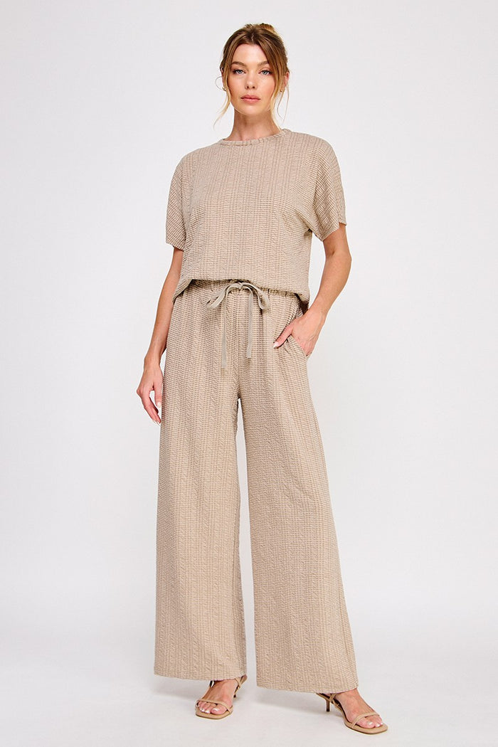 Oat Jacquard Knit High Waist Wide Leg Pants