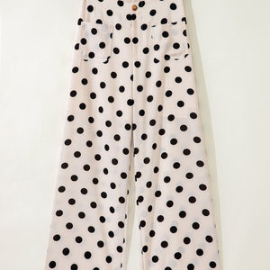 Polka Dot Print Patched Pocket Loose Pants