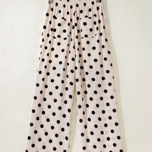 Polka Dot Print Patched Pocket Loose Pants