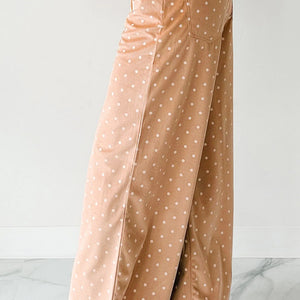 Polka Dot Print Drawstring Wide Leg Pants
