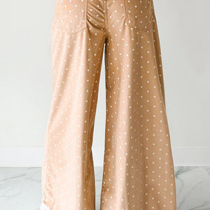 Polka Dot Print Drawstring Wide Leg Pants