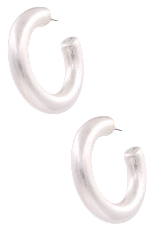 Worn silver thick 2’ hoops