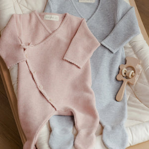 QM wrap knit footie in rose