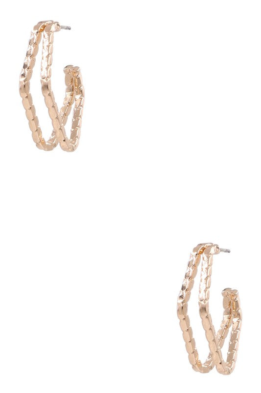 Gold textured diamond earrings