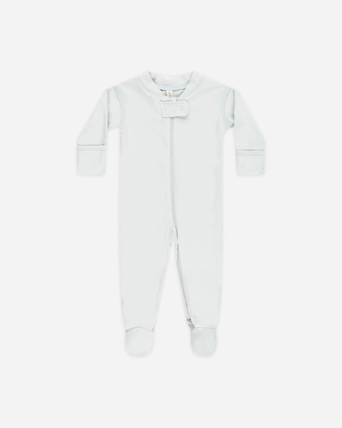 QM long sleeve double zip footie  in fog