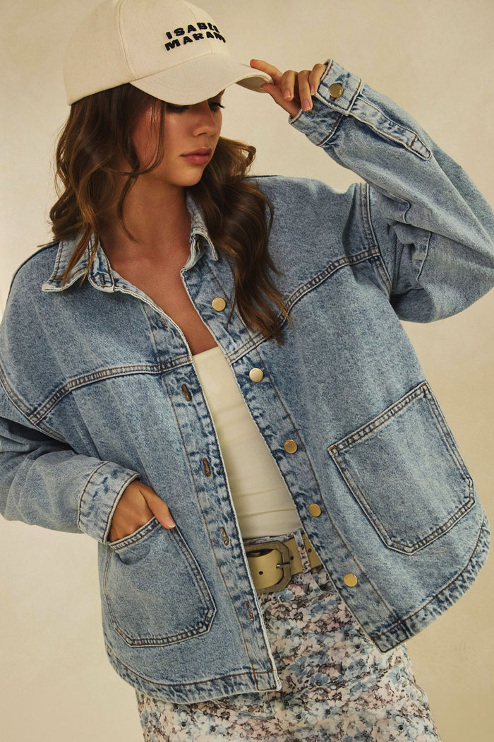 Vintage Denim Jacket With Square Poacket
