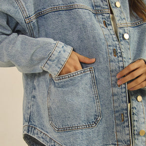Vintage Denim Jacket With Square Poacket