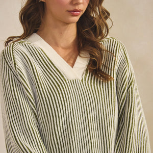 Luxe Relaxed Hoodie green stripe