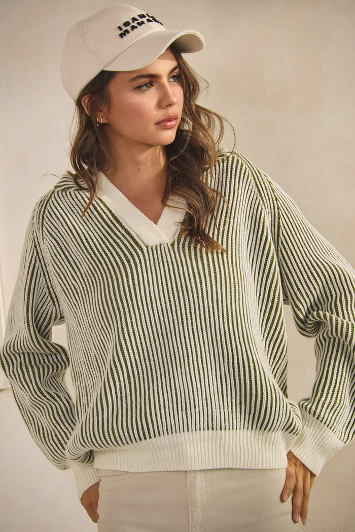 Luxe Relaxed Hoodie green stripe