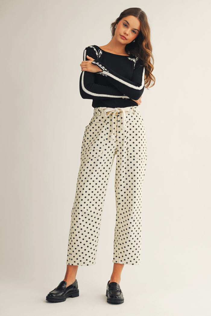 Polka Dots String Barrel Pants