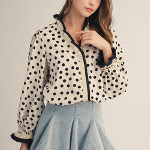 Midnight Frill Polka Ruffle Blouse