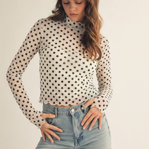 Polka dot mesh top