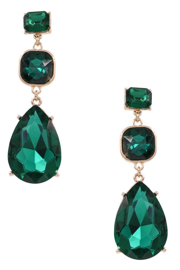 Glass Jewel Teardrop Earrings