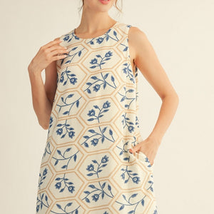 Floral Embroidery Print Shift Dress
