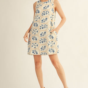 Floral Embroidery Print Shift Dress