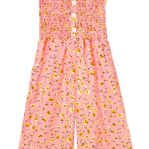 Coral Toddler's Floral Romper W/ Smocking Top 2t-6